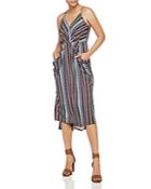 Bcbgeneration Striped Faux-wrap Midi Dress