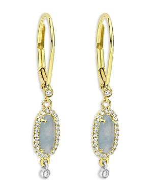 Meira T 14k Yellow Gold & White Gold Milky Aqua & Diamond Drop Earrings
