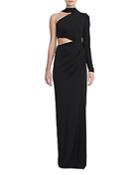 Halston Joanna Jersey Asymmetrical Gown