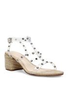 Schutz Women's Lisbeth Crystal Embellished Transparent Strap Espadrille Sandals