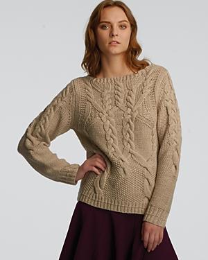 Halston Heritage Boat Neck Cable Knit Sweater
