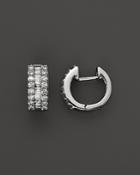 Round And Baguette Diamond Hoop Earrings In 14k White Gold, .85 Ct. T.w. - 100% Exclusive