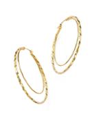 14k Yellow Gold Round Double Hoop Earrings