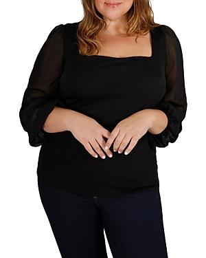 Maree Pour Toi Plus Square Neck Bishop Sleeve Top