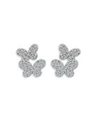 Aqua Pave Butterfly Stud Earrings In Sterling Silver - 100% Exclusive