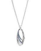 John Hardy Sterling Silver Bamboo Blue Sapphire Oval Pendant Necklace, 32-34