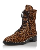 Stuart Weitzman Women's Sondra Leopard Print Calf Hair Combat Boots