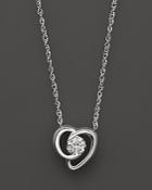 Diamond Heart Pendant Necklace In 14k White Gold, .20 Ct. T.w., 18