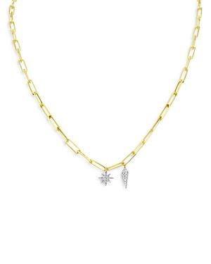 Meira T 14k Yellow & White Gold Diamond Starburst Necklace, 16