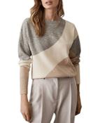 Reiss Agalia Color-blocked Wool & Cashmere Sweater