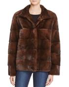 Maximilian Furs Sheep Leather Trim Mink Fur Coat