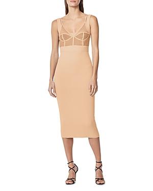 Herve Leger Metallic Layered Bustier Midi Dress