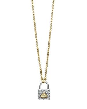 Lagos 18k Yellow Gold Beloved Diamond Lock Pendant Necklace, 18