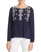 Hazel Embroidered Babydoll Long Sleeve Top - Compare At $87.50