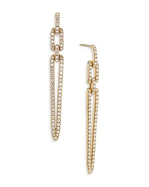 David Yurman 18k Yellow Gold Stax Diamond Elongated Drop Earrings