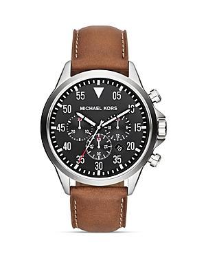 Michael Kors Men's Luggage Leather Gage Chronograph Watch, 45mm