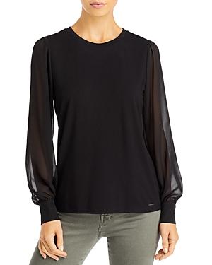 T Tahari Puff Sleeve Crew Neck Top