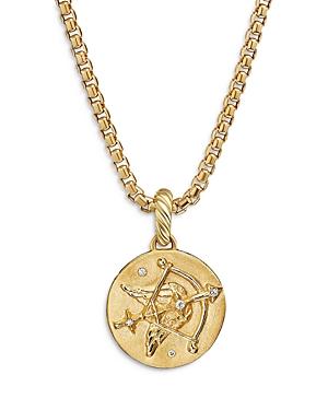 David Yurman 18k Yellow Gold Diamond Saggittarius Amulet Pendant