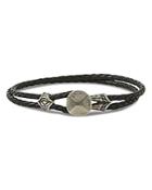 John Varvatos Collection Men's Sterling Silver & Leather Rivet Braided Bracelet