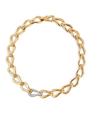 John Hardy 18k Gold Bamboo Link Necklace With Diamonds, 18