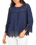 Daniel Rainn Eyelet Embroidered Peasant Top