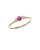 Zoe Chicco 14k Yellow Gold Pink Sapphire & Diamond Ring