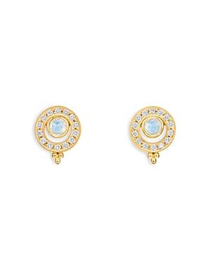 Temple St. Clair 18k Yellow Gold Celestial Moonstone & Diamond Mini Orbit Stud Earrings