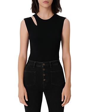 Maje Miviana Shoulder Cutout Ribbed Bodysuit