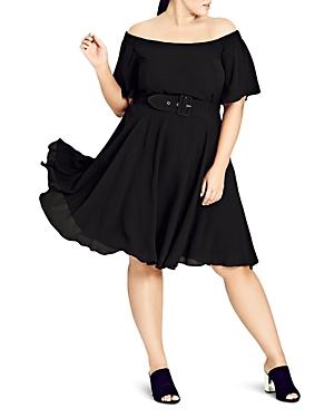 City Chic Plus Valerie Sheer Sweetheart Belted Dress