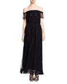 The Kooples Lace Off-the-shoulder Maxi Dress