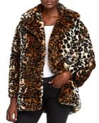 Pam & Gela Leopard Print Faux Fur Coat