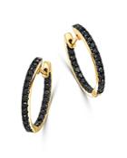 Bloomingdale's Black Diamond Inside-out Medium Hoop Earrings In 14k Yellow Gold, 0.80 Ct. T.w. - 100% Exclusive