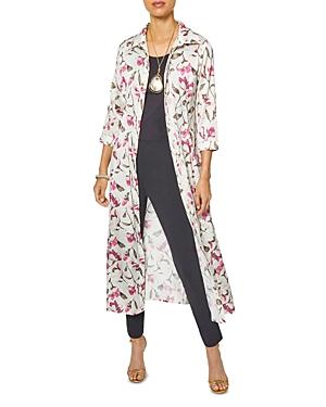 Misook Floral Crepe De Chine Midi Dress