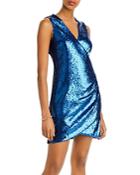 Aqua Sequined Faux-wrap Dress - 100% Exclusive