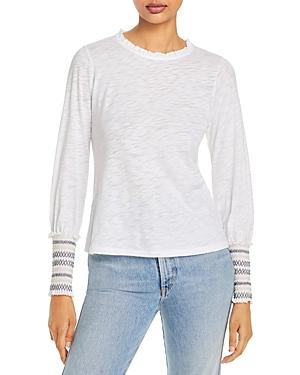 Goldie Smocked Cuff Slub Knit Long Sleeve Tee