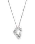 Diamond Initial G Pendant Necklace In 14k White Gold, .10 Ct. T.w.