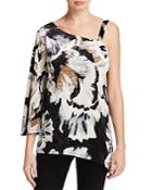 Status By Chenault Asymmetric Floral Print Crushed Velvet Top