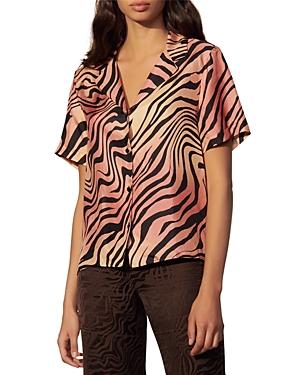 Sandro Ines Printed Silk Shirt