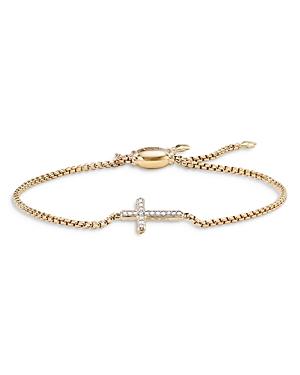 David Yurman 18k Yellow Gold Diamond Cross Bolo Bracelet
