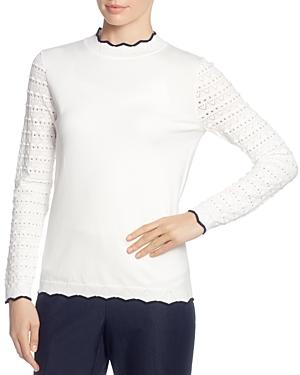 T Tahari Pointelle-sleeve Sweater