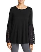 Three Dots Lace Bell Sleeve Top