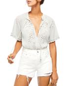 Free People Dahlia Eyelet Embroidered Blouse