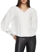 Bcbgmaxazria Double-breasted Bishop-sleeve Blouse