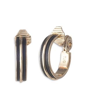 Lauren Ralph Lauren Leather Clip On Huggie Hoop Earrings