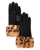 Echo Leopard-print Faux Fur-cuff Tech Gloves