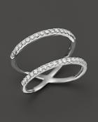 Diamond Double Row Ring In 14k White Gold, .35 Ct. T.w.