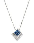 Bloomingdale's Sapphire & Diamond Square Pendant Necklace In 14k White Gold, 16 - 100% Exclusive