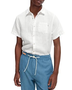 Scotch & Soda Slim Fit Garment Dyed Linen Short Sleeve Shirt