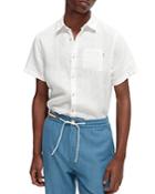Scotch & Soda Slim Fit Garment Dyed Linen Short Sleeve Shirt