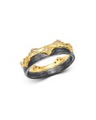 Armenta 18k Yellow Gold & Blackened Sterling Silver Old World Champagne Diamond Wide Band Ring